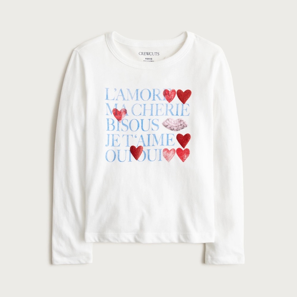 J.Crew Girls’ L’Amour Long-Sleeve Sequin Heart Tee/Metallic Faux Leather Skirt—M - Picture 2 of 12